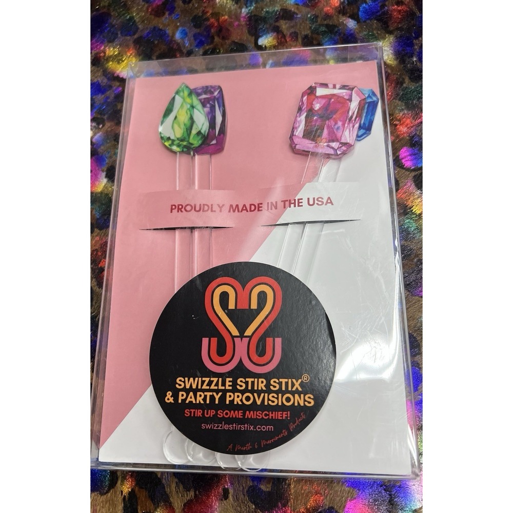 Swizzle Stir Stix And Party Provisions NEW Jewels Set Of 4